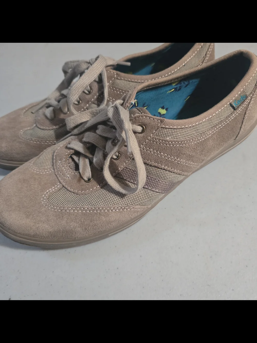 Keds Neutral Beige Suede Lace-Up Women's Sneakers Size 7.5